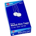 Avery Metal Rim Key Tags, 1.25" Ring Size, White, 500 PK AVE14313